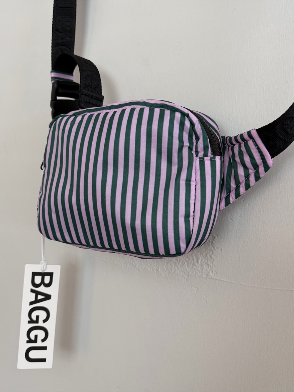 Baggu Lilac Candy Stripe Puffy Fanny Pack NWT